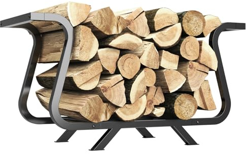 NiHome Cauldron-Style Firewood Rack, Compact Log Holder for Indoor/Outdoor Use, 204kg/450 lbs Capacity, Keeps Firewood Dry, Perfect for Fire Pits, Fireplaces, Wood Stoves, BBQ Grills, Easy Assembly | Cauldron-Style Design Keeps Wood 2.7 Inches Off Ground For Better Airflow, Prevents Rot, Easy Assembly With Tools Included