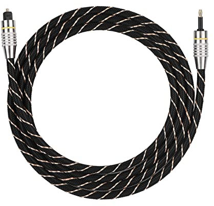 BONKZEBU Full Size Male Toslink to 3.5mm Mini Male Toslink Optical Audio Cable Toslink to Mini Plug 3.5mm Optical Fiber Digital Audio Cable SPDIF Gold Plated Connector Round with Clear