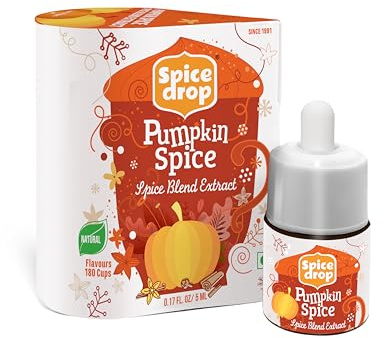 Spice Drop Extracto de especias de calabaza, hasta 180 gotas por botella, café, cocinar, hornear, postre, rico en calidad y aroma, sin adición de color ni conservantes, vegano, 1 unidad