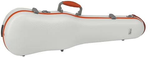 Estuche de violín GEWA FUN Series policarbonato 4/4-1/2 tamaño blanco/naranja, interior negro, 2 correas de mochila desmontables, bolsa de accesorios, suspensión acolchada, asa lateral adicional