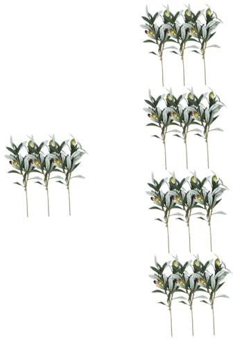 Zerodeko 15 piezas Ramuela de olivo artificial Ramos de olivo tallos de olivo Planta de plástico Planta artificial de oficina ramas de olivo para el hogar de imitación verde PVC