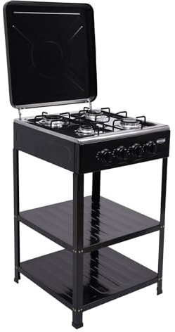 KEESUNG Estufa de Gas de 4 Llamas para Exteriores Con Cubierta - Hornillo Portátil de Acero Inoxidable para Cocina Comercial y Restaurante