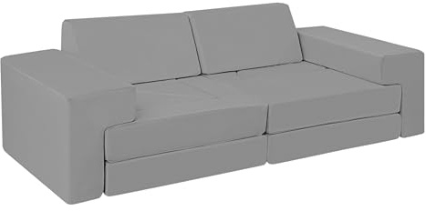 MeMoreCool Divano da gioco per bambini, 12 pezzi, in gommapiuma, morbido, divano da gioco, un emozionante parco giochi al coperto per la cameretta dei bambini, ideale per bambini, grigio
