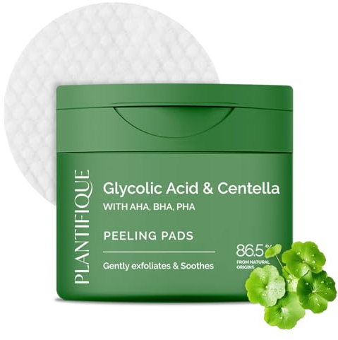PLANTIFIQUE Almohadillas Exfoliantes Coreanas 60 piezas, con Niacinamida, Acido Glicólico, CICA, AHA, BHA, PHA para Renovación Suave de la Piel - Korean Skincare Toner Pads - Envase rellenable