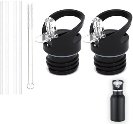 2 PièCes Bouchon Gourde Couvercle De Remplacement Avec Paille Bouchon Gourde Inox Avec Brosse De Nettoyage Pour Couvercle à 720 DegréS,Super Sparrow Gourde,Gourde Sport,1,91 Pouces Bouchon Paille