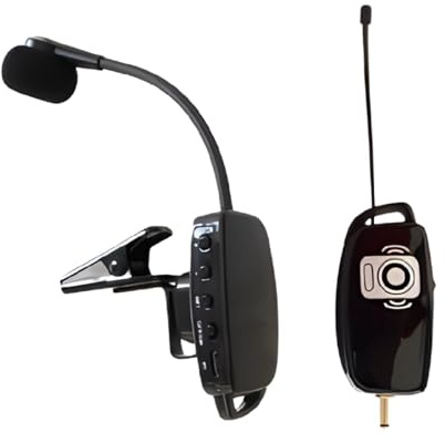 Sistema de micrófono digital inalámbrico para saxofón, micrófono de instrumento con clip con cobertura de 164 pies para instrumentos de latón y viento