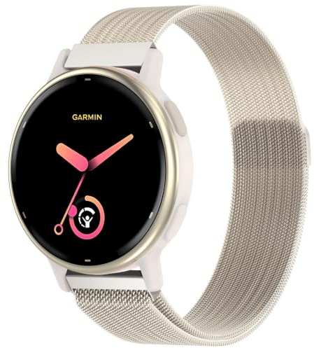 20mm Metall Armband für Garmin Vivoactive 5/3, Vivomove 3/HR/Luxe/Style, Forerunner 55/245/645 Damen Herren,Metall Mesh Edelstahl Ersatzarmband 20mm Uhrenarmband