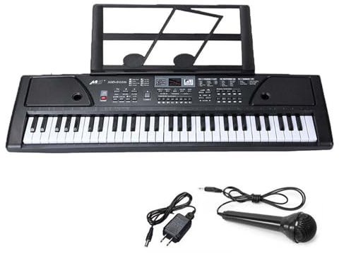 Vlocky 61 Keys Keyboard Piano Portable Electric Music Keyboard with Microphone, Sheet Music Stand, 16 Tones, 10 Rhythms, 6 Demos, 8 Percussion, for Beginners and Children Aged 3-12