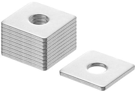 QUARKZMAN Arandela Cuadrada, M8, Placa con Orificio Redondo Acero Inoxible 201, para Reparación de Maquinaria y Construcción en Exteriores y Tornillos y Pernos, M8x25x25x2, 50Pcs
