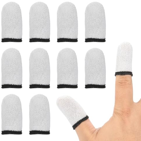 PATIKIL Manchon pour Pouce Et Doigts De Contrôleur, 24 Paquets De Manchons pour Doigts De Jeu Mobile Gants À Embout en Fibre Anti-Transpiration Respirants pour Appareils, Blanc/Noir