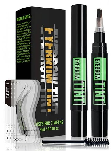 Eyebrow Tint Dark Brown Eyebrow Tint & Dye Gel – Semi-Permanent Waterproof Brow Cream with Brow Cards & Brushes. Lasts 2 Weeks, Natural-Looking Pencil-Free Makeup for Perfectly Defined Brows-1PCS
