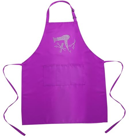 LOLIPPYY Delantal de Trabajo Ajustable para Peluquería y Cocina con Bolsillo Frontal de Poliéster Resistente y Cómodo para Estilistas y Chefs Diseño con Brillo para Profesional