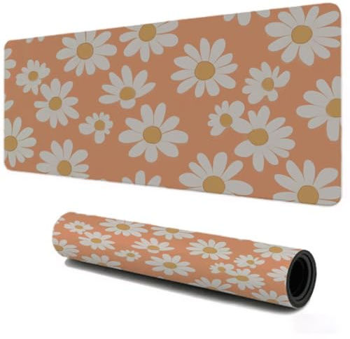 Alfombrilla Ratón Gaming Grande XXL 1000x600, Mejora la Velocidad y la Precisión, Flores Blanco Mouse Pad Antideslizante, Alfombrillas Raton de Oficina y Casa, Accesorio Gaming para Ratón Teclado S200