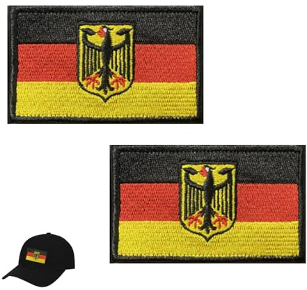 2 Stücke Deutschland Adler Patch klett Patches, Adler Schild Flaggen Wappen Eagle,Bundeswehr Germany Flag With National Emblem,Deutsche Militär Aufnäher,Deutsch Taktisch Zum Kleidung Taschen Rucksack