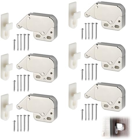 6 Stück Federschnäpper, Möbel Schnäpper Mini Türschloss Türschnapper Latch für Schranktüren Automatische Federverriegelung Druckschnapper für Schranktüren mit Schrauben Für Fenstern Schuppen Tor