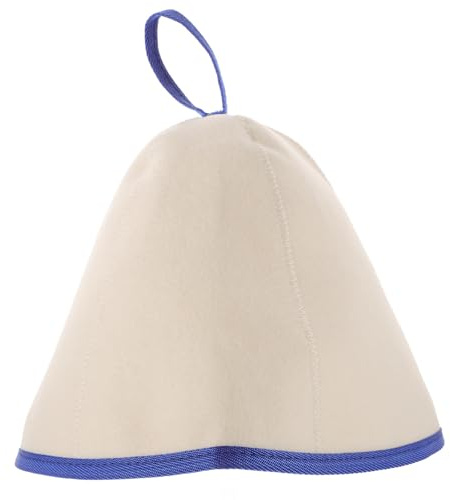 SEWACC Weiße Saunahaube aus Dickem Wollfilz Unisex Saunazubehör mit Hitzeschutz Einheitsgröße Russischer Dampfbadhut für und Damen