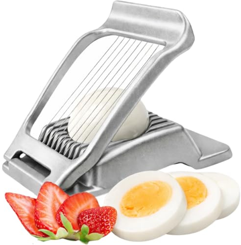 IHS Heavy Duty Egg Slicer for Boiled Eggs - Good Grip Professional Large Egg Slicer with Sharp Stainless Steel Wires for Evenly Slicing (Silver)