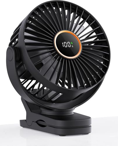 TUNISE Ventilador de Pinza USB Recargable, Mini Ventilador Silencioso con Batería 2000 mAh, 3 Velocidades, Ventilador Portátil para Oficina, Carrito de Bebé, Dormitorio y Camping