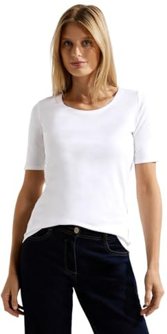 Cecil T-Shirt Basique Lena en Coton pour Femme, Blanc, S