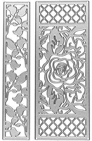 Ideen mit Herz Stanzschablonen, Bordüren 1, 1: 13,4cm x 2,6cm, 2: 13,4cm x 5,7cm, 2 Stück | Schablone zum Gestalten von Zierkanten, Zierbordüren