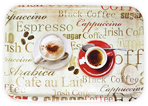 Lashuma Melamin Serviertablett XL, Kaffeetablett aus Italien, Frühstückstablett Eckig, Druck: Espresso, 45x31 cm