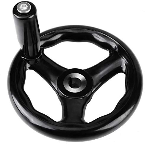 Yanmis Black Hand Wheel 12mm x 125mm 3 Spoke Round Wheel Lathe Milling Machine Hand Wheel for Milling Machine,Lathes,Grinders