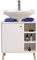 Etnicart Mueble bajo Lavabo para baño 62 (L) x32x67 gabinete Debajo del Fregadero para Cocina en Madera con Puerta para estantes Blancos en Patas Vintage