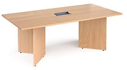 Mr Office Arrow head leg rectangular boardroom table with central cutout and Aero power module bundle, 2000, Beech