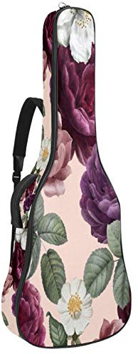 Gitarren-Gigbag, wasserdicht, Reißverschluss, weicher Gitarren-Rucksack, Bassgitarre, Akustik- und klassische Folk-Gitarre, Romantische Pfingstrose, große Blume