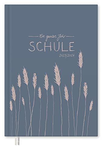 Eine der Guten Lehrerkalender 2025/2026, A4 Lehrerplaner, 1 Doppelseite pro Woche, Schuljahresplaner für Schuljahr 25/26, Hardcover Blau Rosa Blumen, nachhaltig & klimaneutral