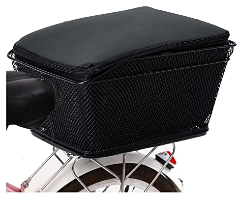 Lixada Panier de Vélo Arrière Universel Pour Adultes, Panier de Vélo Arrière en Filet Panier de Vélo en Fil Métallique de Grande capacité Couverture De Pluie Imperméable