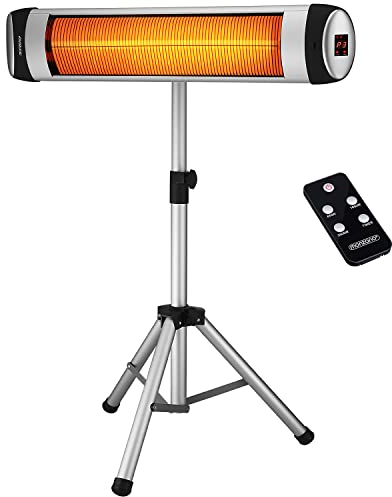 MONZANA® Stufa Elettrica a Infrarossi MZH2500 2500W Treppiede 110-175cm Telecomando Timer 24h Riscaldamento Esterno