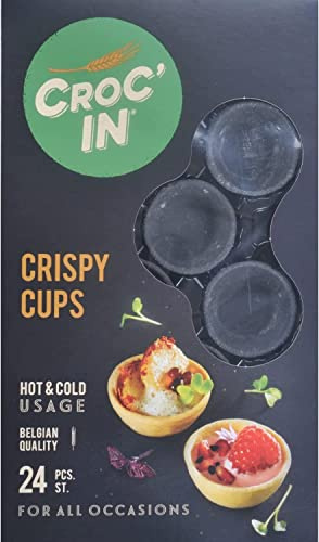 CROC’IN – Coupelles Comestibles à Garnir Black – Fond de Tarte Pour Pâtisserie ou Apéritif – Confection Artisanale & Vegan – 24 pièces