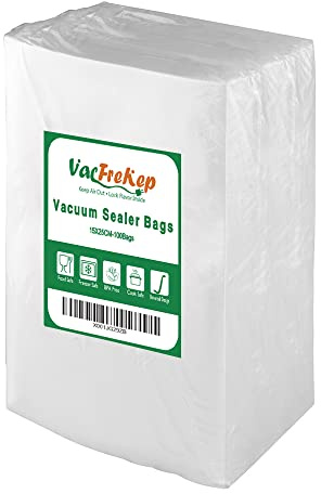 VacFreKep 100 Count 15x25cm Textured Vacuum Sealer Bags for Food,BPA Free and Heavy Duty Embossed Vacuum Seal Food Sealer Bags,Great for Sous Vide Vaccume Sealer PreCut Bag