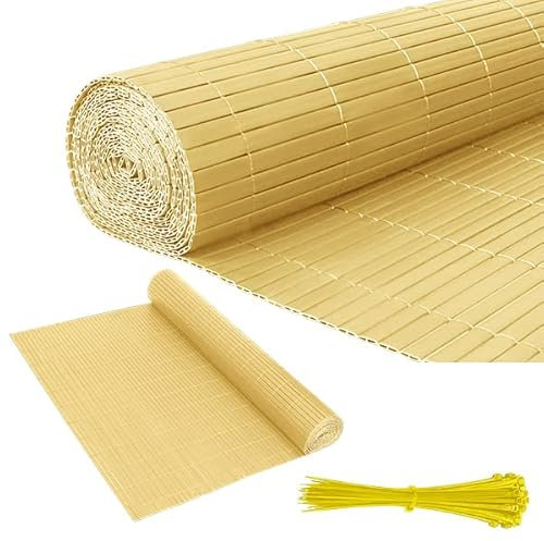 YUENFONG Sichtschutzmatte PVC 120x400cm Standard Sichtschutz Windschutz Zaunblende für Garten Balkon Terrasse Sichtschutzzaun Balkonverkleidung, Bambus