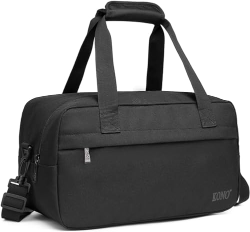 Kono Reisetasche Weekender Tasche 40x20x25 Ryanair Handgepäck Unisex Gym Henkeltasche 20L (Schwarz)