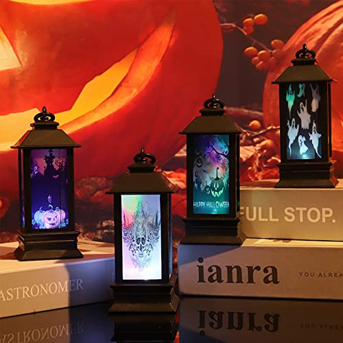 4 StüCk Halloween Laterne Deko KüRbis Leuchtdeko, 15Cm Hohe Halloween KüRbis Led Laterne Windlicht Batteriebetrieben FüR Indoor Outdoor GäRten Baum Halloween Bar Party (Farbiges)