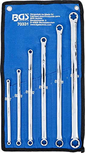 BGS 70331 | Set di chiavi a doppio anello con teste ad anello con profilo E, extra lungo, SW E6 x E7 - E22 x E24 | 6 pezzi