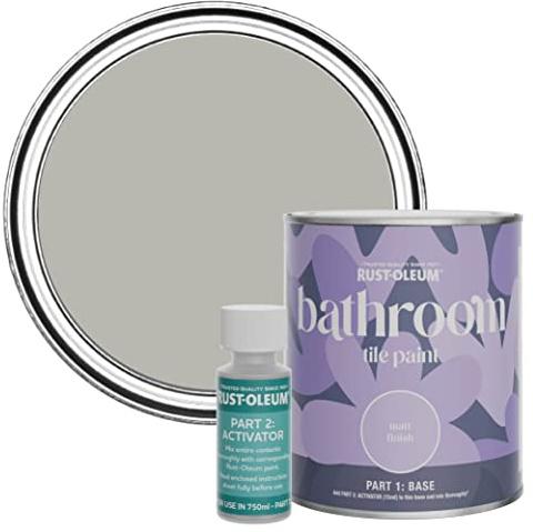 Rust-Oleum Grey Water-Resistant Bathroom Tile Paint in Matt Finish - Grey Tree 750ml