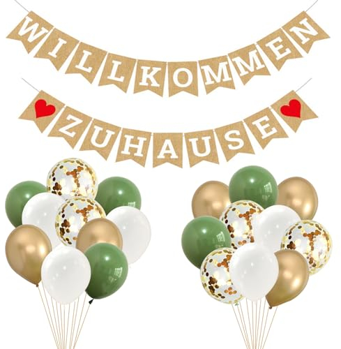 VIKY® Willkommen Zuhause Deko Set, Herzlich Willkommen Baby Girlande, Zurück Banner und Luftballons für Zuhause, Baby Geburt, Welcome Home Deko