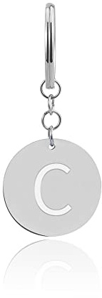GD GOOD.designs Porte-clés Lettre avec jeton de courses (23 mm) Pendentif personnalisé avec gravure – Jeton de chariot en acier inoxydable argenté, c, 20gr