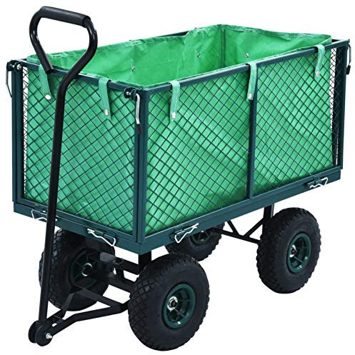 ARKEM Gartenwagen Grün 350 kg Kippfunktion Lenkachse Transportwagen Bollerwagen Muldenkipper Kippwagen
