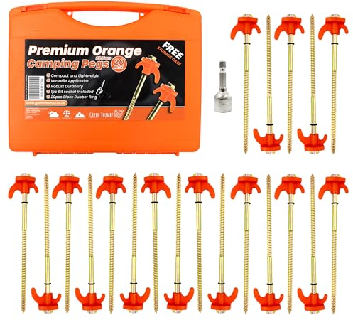 Green Thumbz Zeltheringe - 20 Stück Heringe Erdnägel Stabil für Camping - Verzinkt Zelt heringe mit Schraubdesign für Harte Böden - Langlebige Camping Schraubheringe für den Außenbereich (20,5cm)