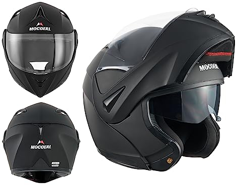 MOCOERL Integralhelm, Motorradhelm ECE Zertifiziert - Maximale Verkehrssicherheit, Robuster & Leiser Motorrad Helm, Kinn & Kopf Belüftung, Ratschenverschluss, Klares Visier