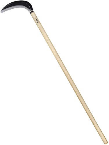 KAKURI Japanese Weeding Sickle Long Handle 45 [Thick Blade] Grass Sickle Stand Up Weeding Tool, Razor Sharp Japanese Carbon Steel Blade, Made in Japan