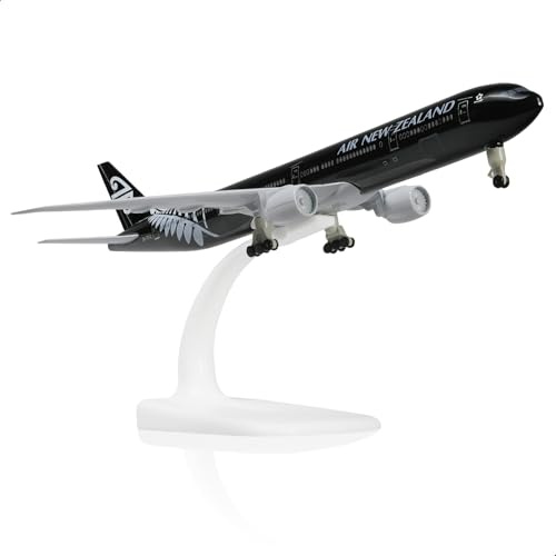 QIYUMOKE 1/300 Nya Zeeland 77 flygplansmodell av gjuten metall för Boeing 77 med stativ flygplansmodell för vuxna (20 cm) presenter till flygentusiaster, skrivbordsdisplaydekorationer