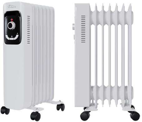 TroniTechnik® Ölradiator OR-207 7 Rippen 1500 W weiß | 3 Heizstufen, Thermostat, Überhitzungsschutz, Rollen, Kabelaufbewahrung, bis 25 m²
