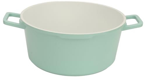 Olla, Esmaltada con Tapa Cerámica Aluminio Capacidad Antiadherente Esmalte Horno Holandés Doble Aleación Amarilla 2 Asas Antiadherente Cacerola Versátil de Gran Capacidad