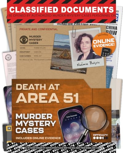 MMC Death at Area 51 – Brottslösning murder mysterie-spel för vuxna med 47 st realistiska bevis och ledtrådar – uppslukande brottslösningsspel och brädspel för vuxna – solo- eller gruppspel