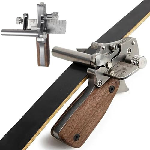 Rusopobe Herramienta de Corte de Tiras de Cuero de Acero Inoxidable con Doble Escala, Máquina cortadora de Tiras de Cuero, máquina cortadora de Cinturones de Cuero de Mano